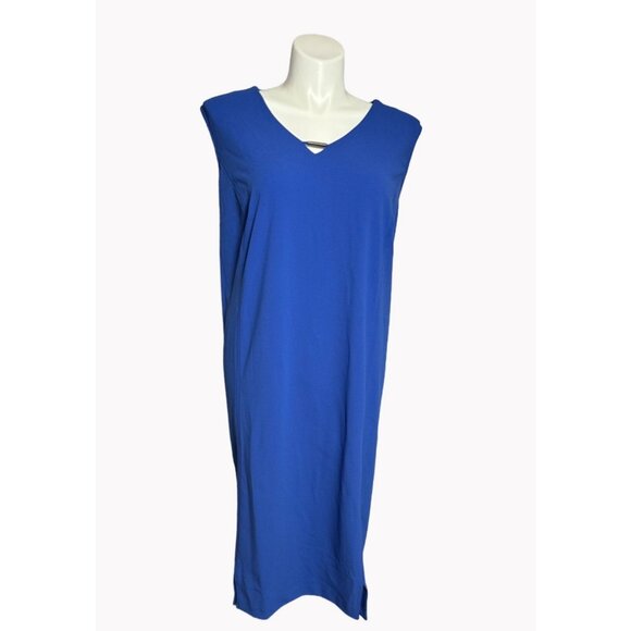Catherines Black Label Size 4X Womens Blue Sleeveless Stretch Midi Dress New - Picture 1 of 13